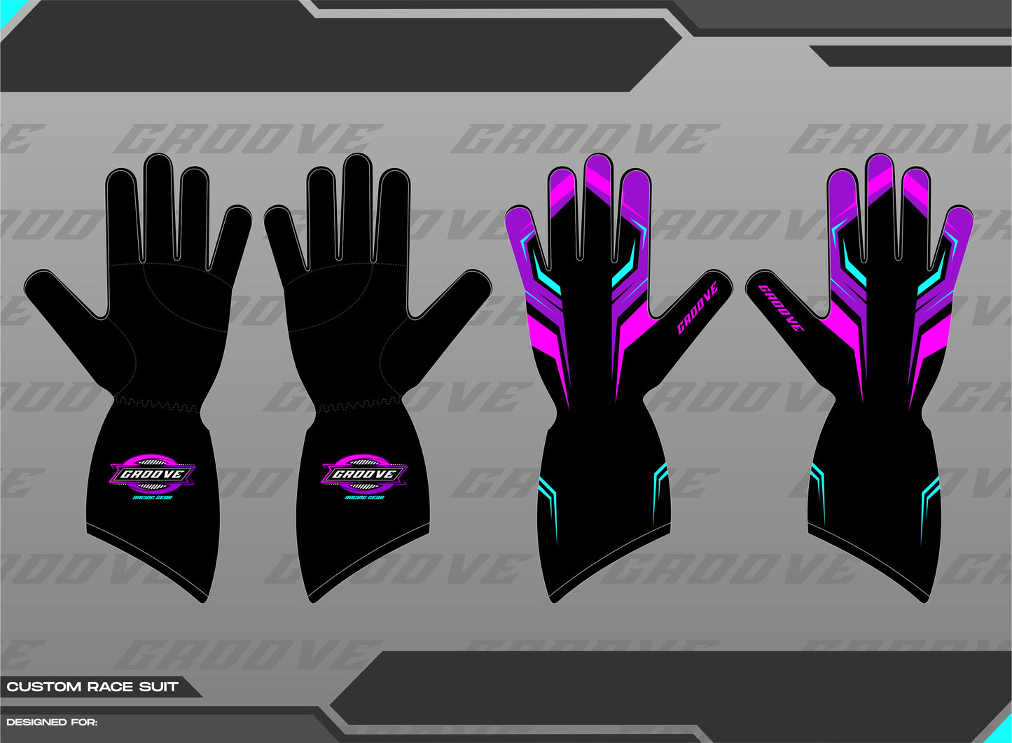 Custom karting gloves with secure grip and durable material for enhanced control and performance on the track.