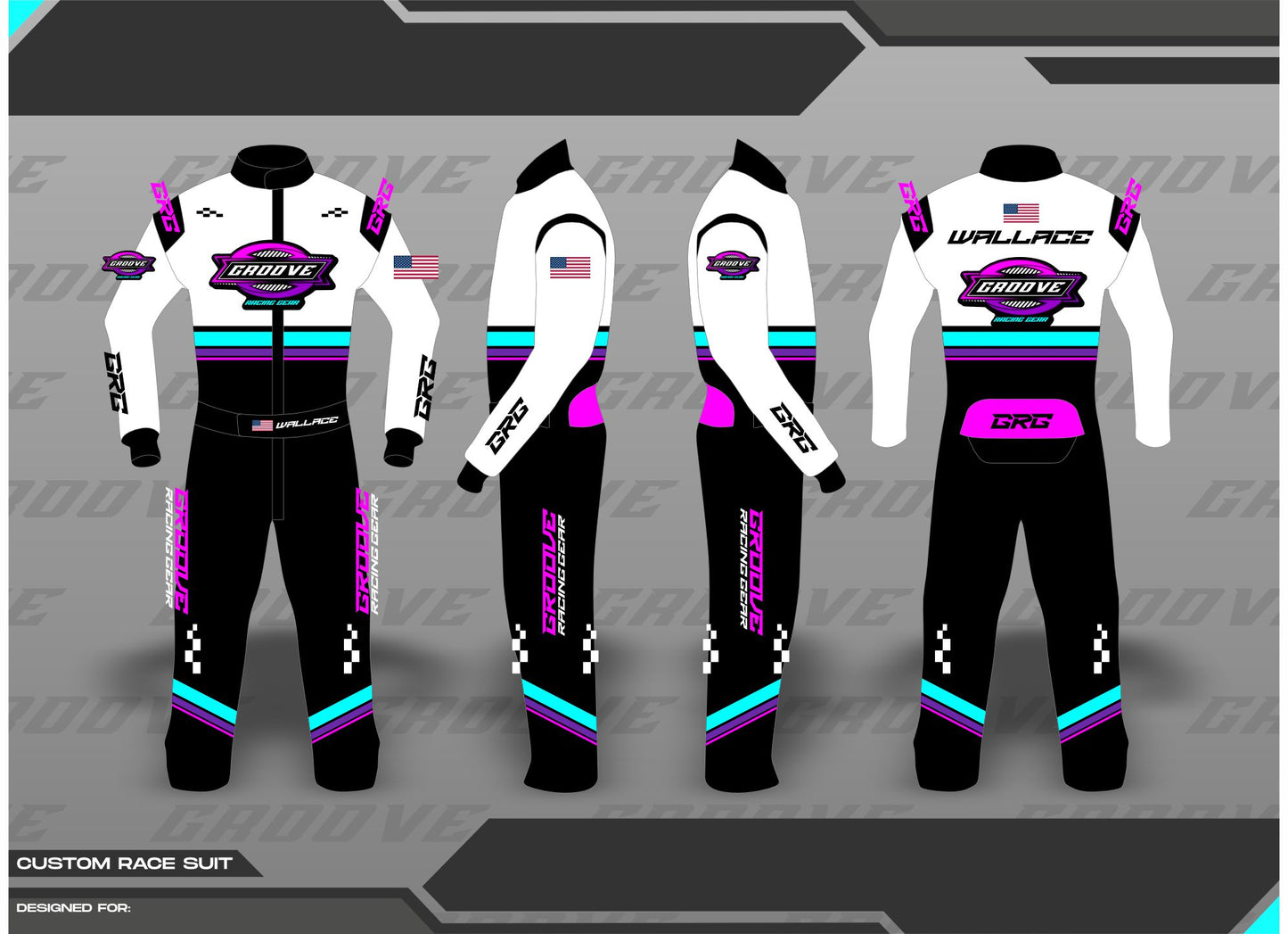 Custom Nomex racing suit featuring fire-resistant material for maximum protection and comfort on the track.