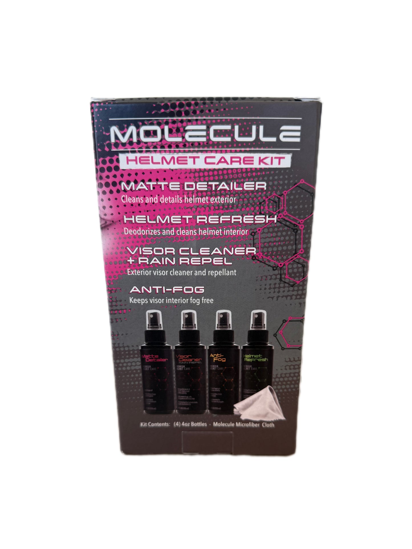 Matte HELMET CARE KIT (Helmet Products 4oz. sprayers/microfiber)
